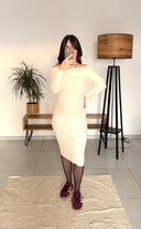 AVA – Robe de Grossesse Longue en Maille avec col bardot