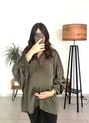LÉON – Chemisier satiné de grossesse oversize